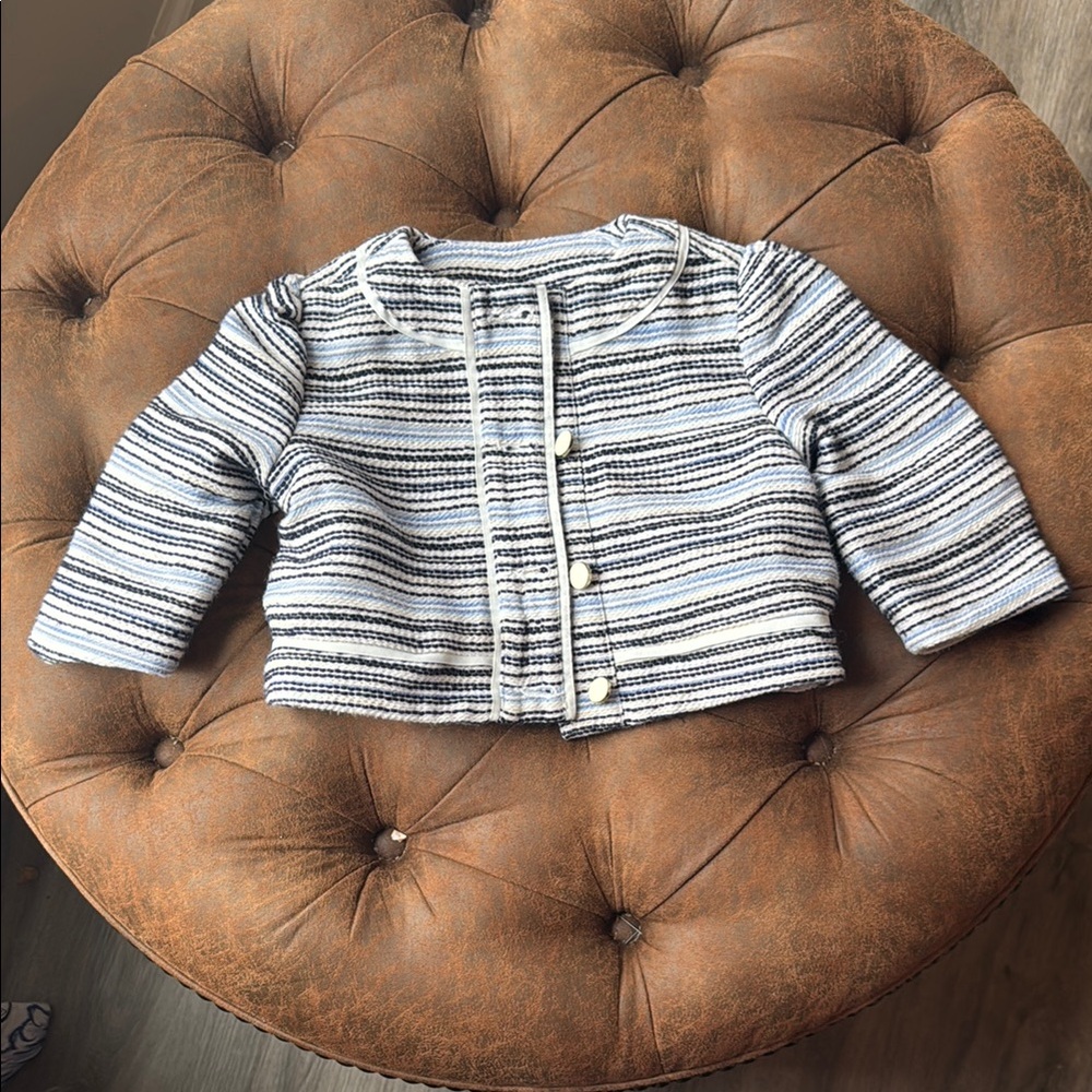 Janie and Jack Striped Kids Jacket - Blue and White